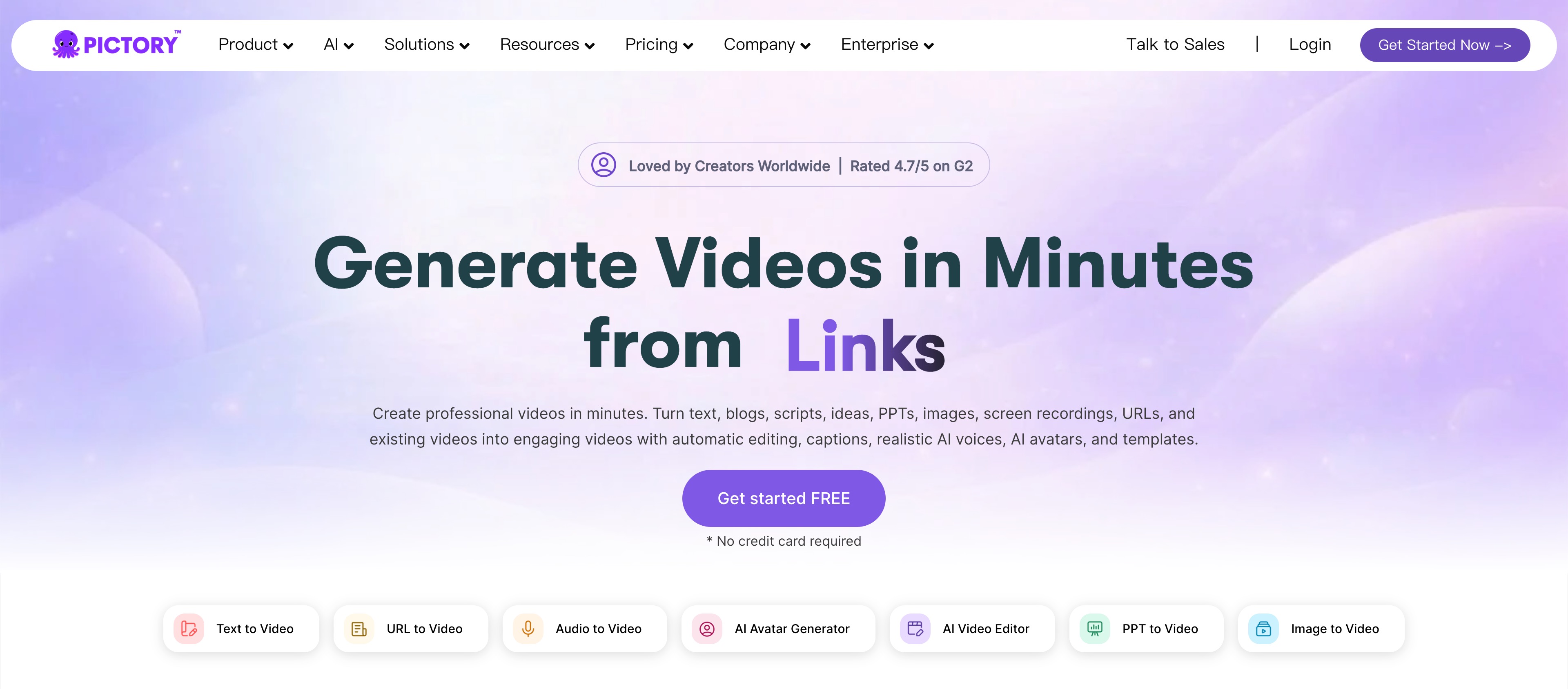 Pictory official website interface screenshot