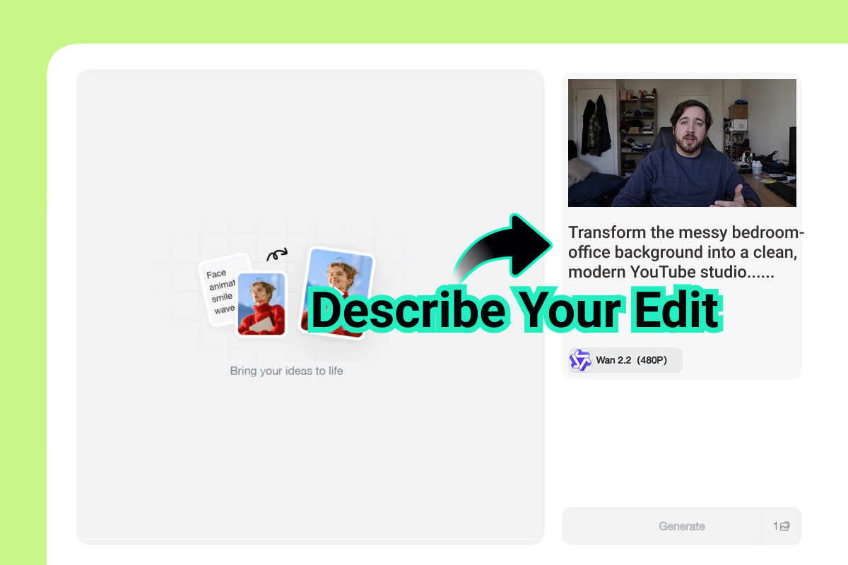 Describe Your Edit Describe the YouTube video edit with a prompt
