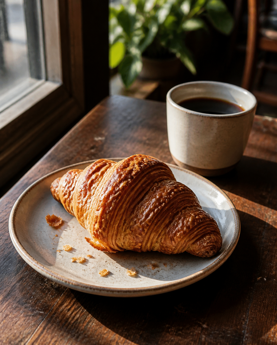 Croissant cafe realistic photo example