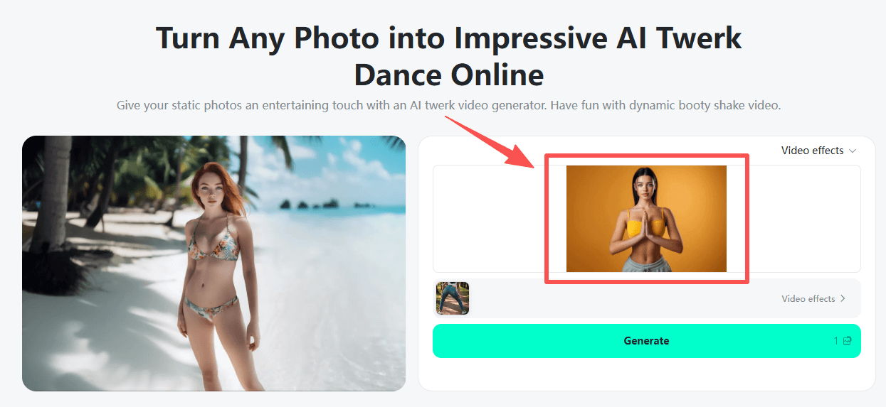 Uploading a photo to prepare it for AI dance and twerk effects.