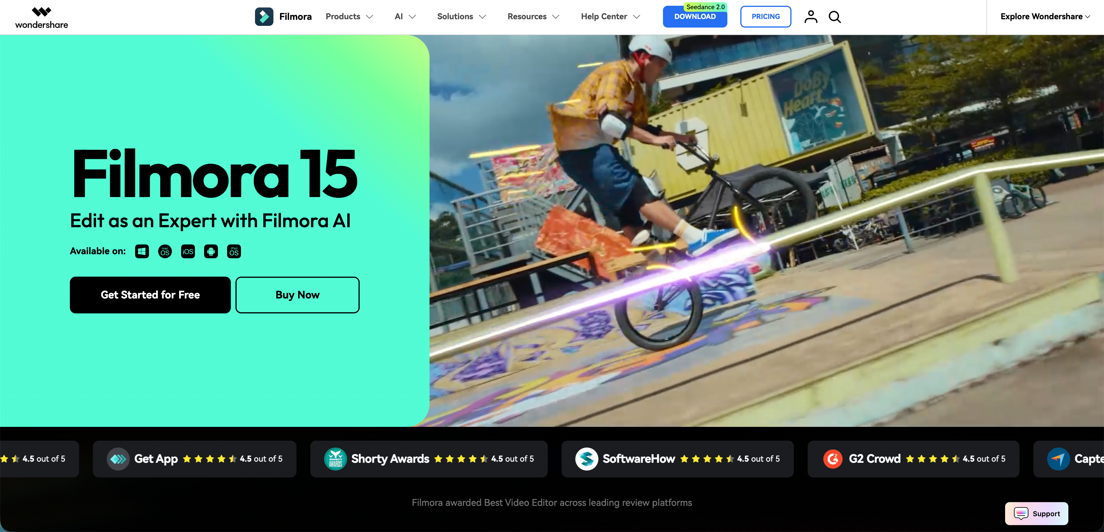 Filmora official website screenshot