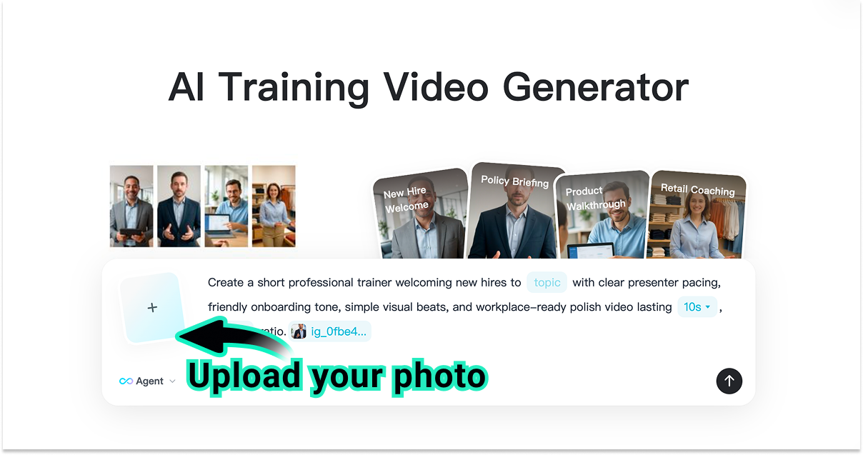 Upload Training Image Upload a clear image for an AI training video