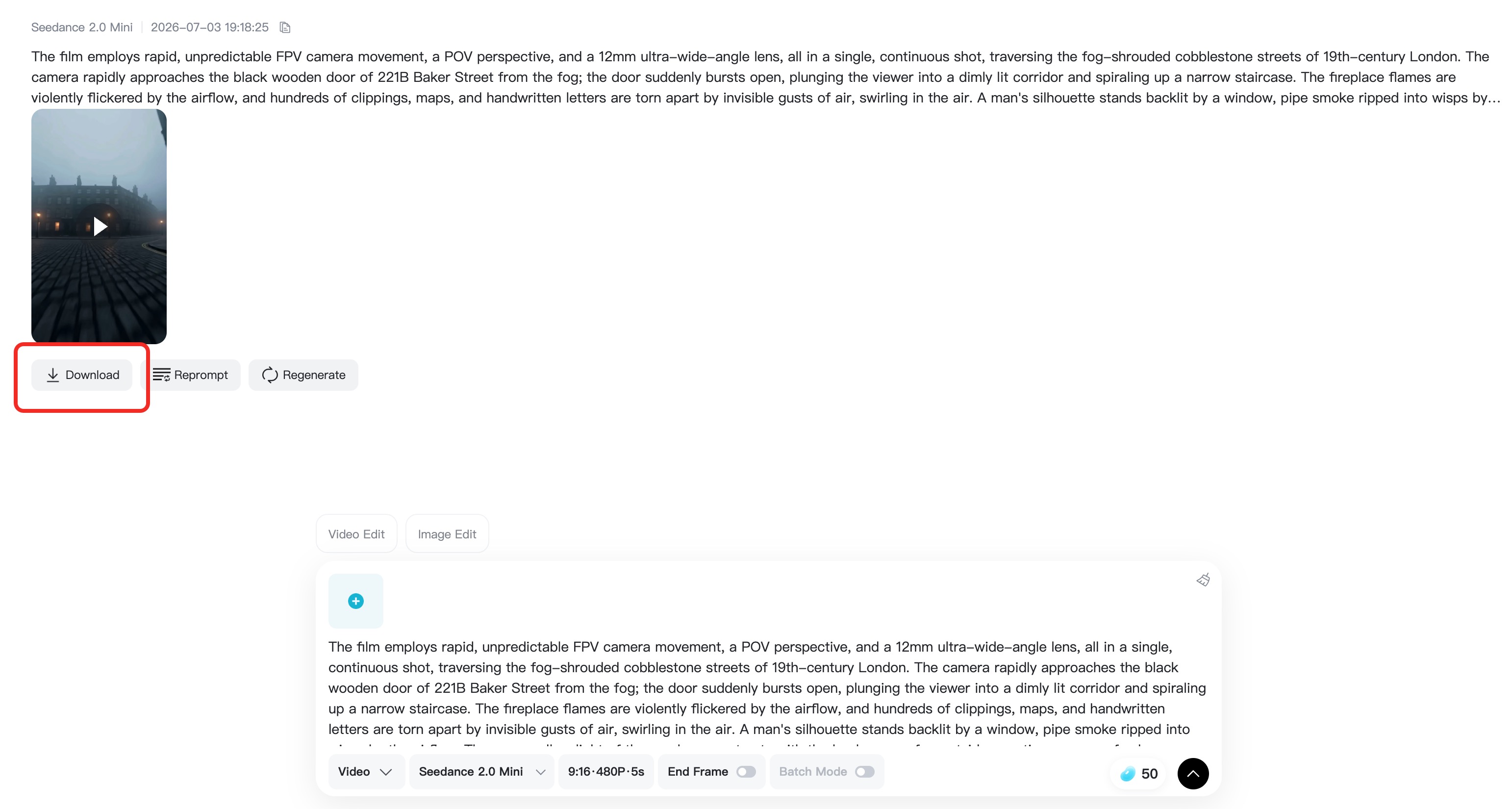 Generate review and download the finished AI video